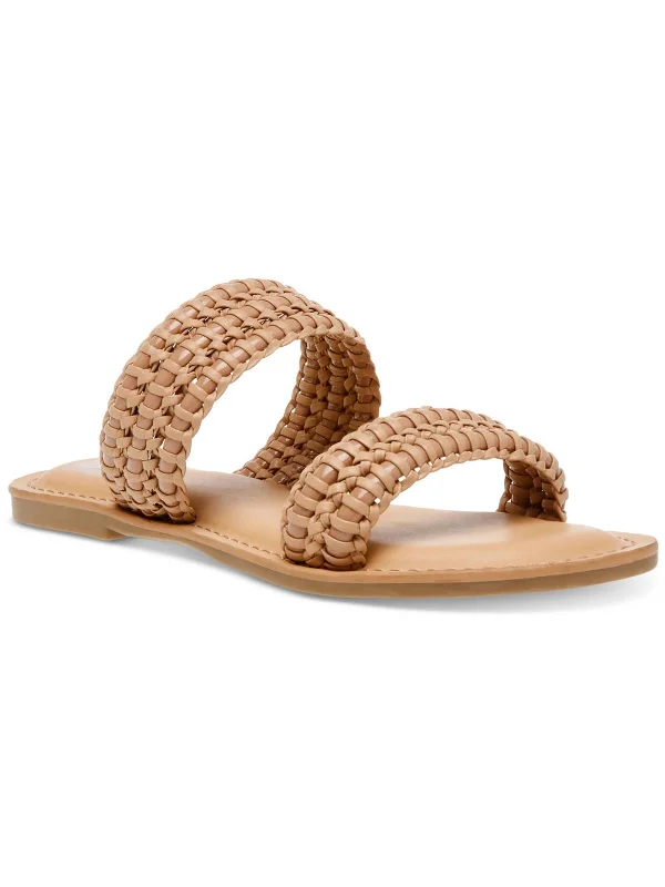 Top Pick Joolip Womens Faux Leather Square Toe Slide Sandals