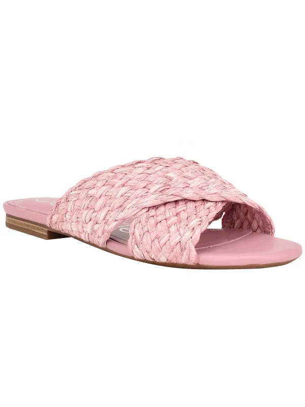 Shop and Save June 2 Womens Woven Peep-Toe Slide Sandals