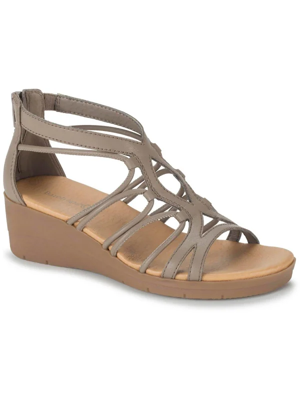 Online Only Kitra Womens Faux Leather Strappy Wedge Sandals