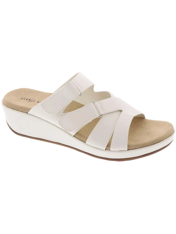 Final Clearance Koda Womens Slip On Velcro Strap Wedge Sandals