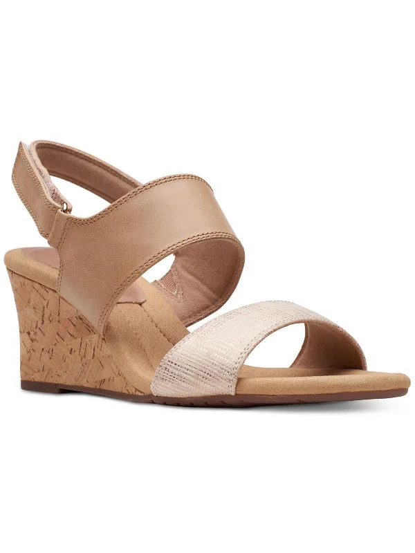 Major Savings Kyarra Faye Womens Leather Wedge Sandals