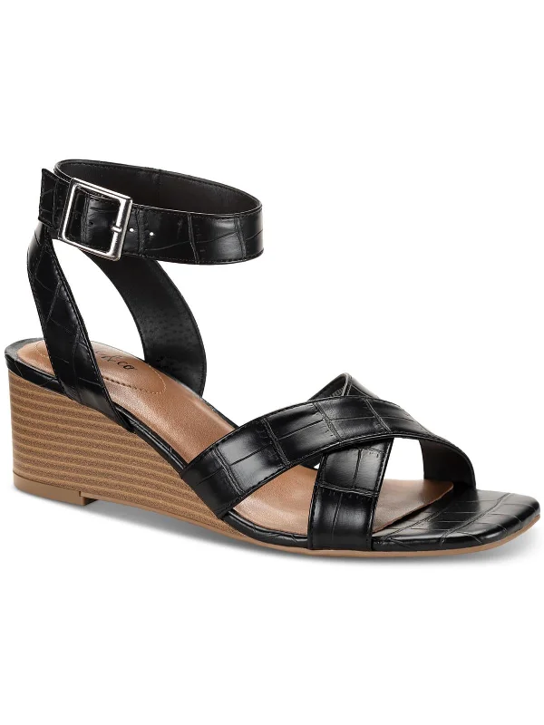 Deal Alert LEEZAA Womens Square toe Ankle strap Wedge Sandals