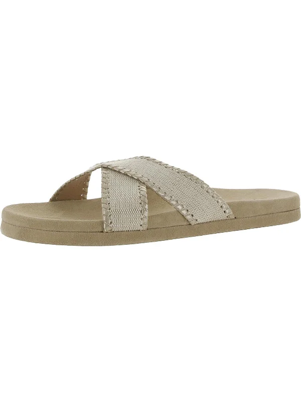 Discount Mania Lexi Womens Leather Slip On Platform Sandals