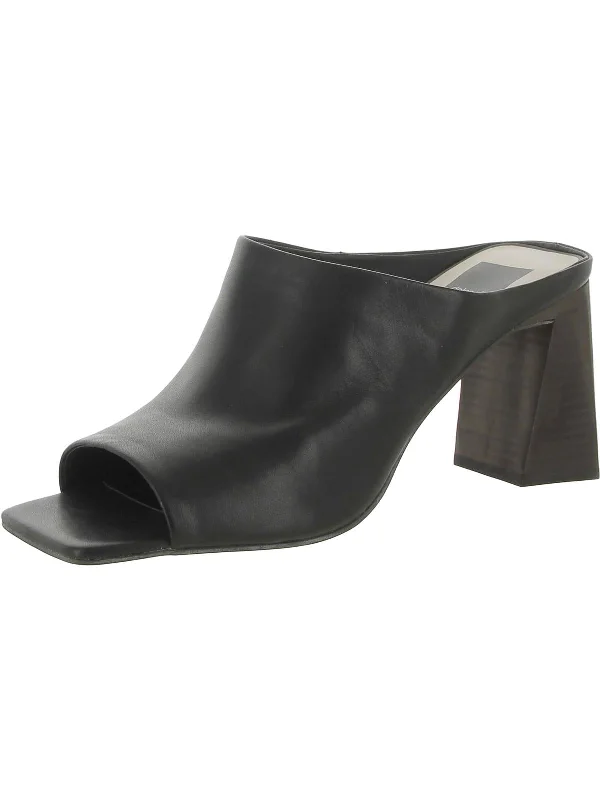 Now or Never LIZZO Womens Leather Open Square Toe Mule Sandals