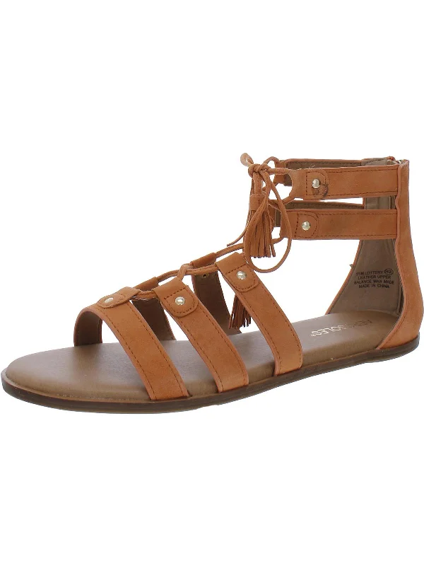 Weekend Offers That Delight Lottery Womens Leather Lace Up Gladiator Sandals