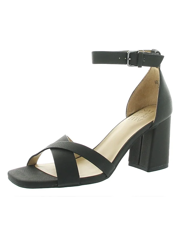 Shop the Weekend Away Maggie Womens Faux Leather Ankle Strap Dress Sandals