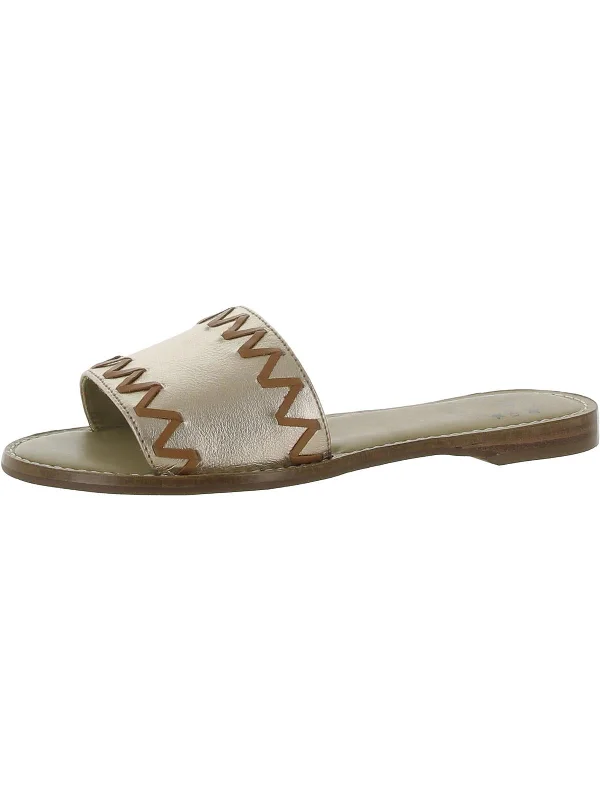 Discount Deals Malibu Womens Leather Metallic Slide Sandals