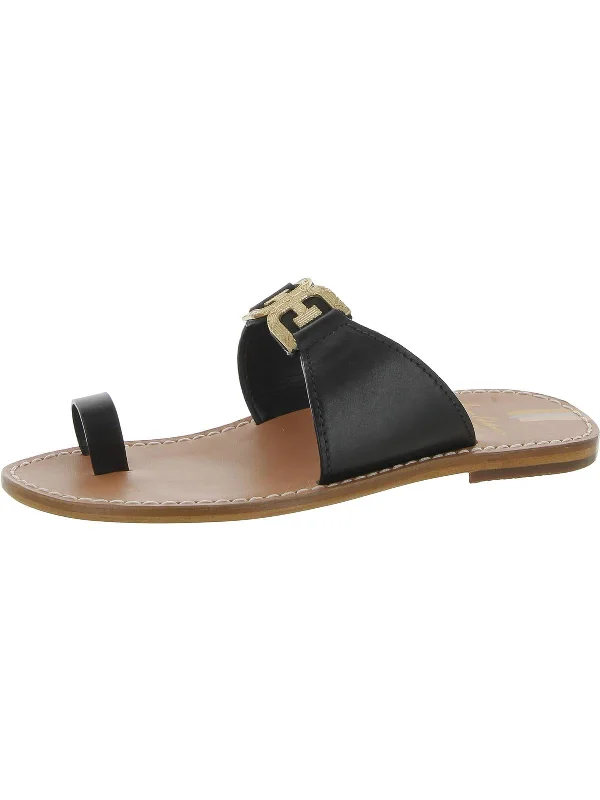Weekend Deal Maxime Womens Leather Toe Loop Slide Sandals