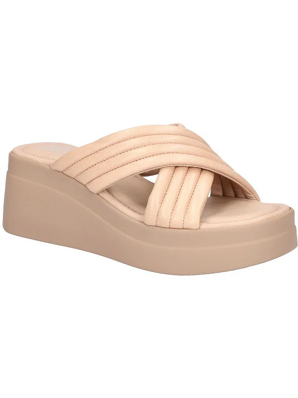 Weekend Deals to Make You Smile Maz-Italy Womens Slide Quilted Wedge Sandals
