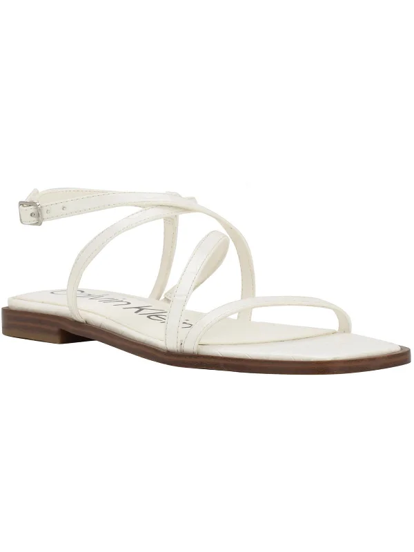 YEAR-End Sale Millia Womens Faux Leather Ankle Strap Strappy Sandals