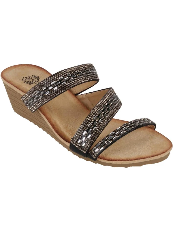 Price Meltdown Mona Womens Faux Suede Slide Wedge Sandals