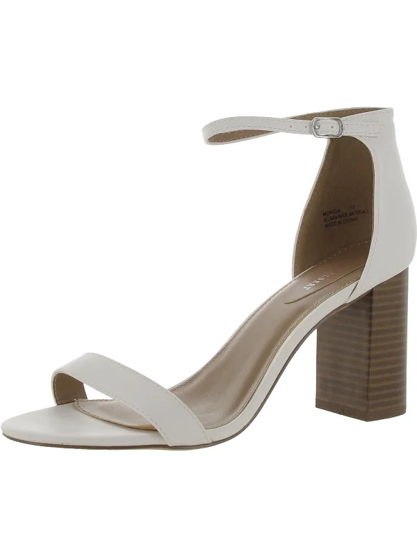 Fantastic Offers Monica Womens Faux Leather Ankle Strap Heels