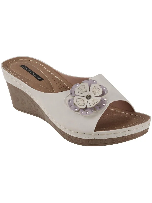 Steals and Deals Naples Womens Faux Leather Lifestyle Slide Sandals