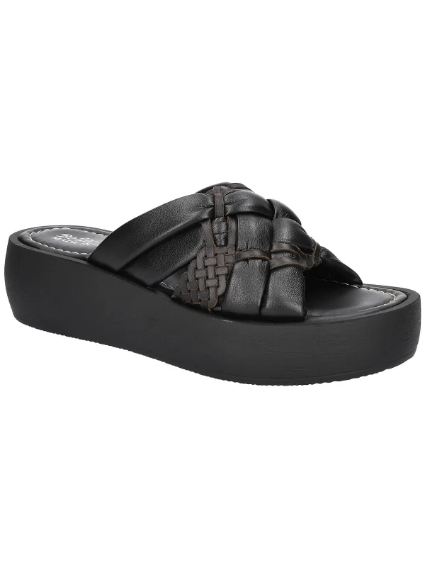 Quick Sale NED-ITALY Womens Leather Slip On Platform Sandals