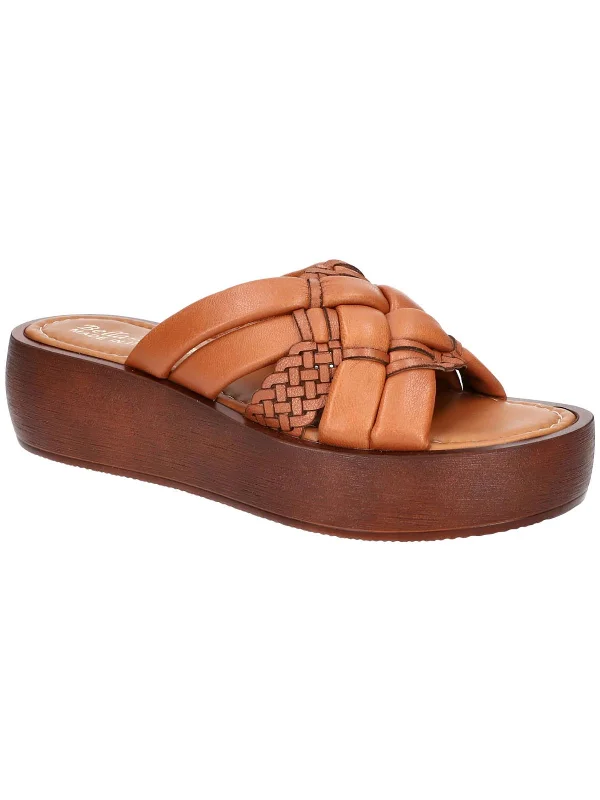 Exclusive Deal Ned Italy Womens Leather Woven Flatform Sandals