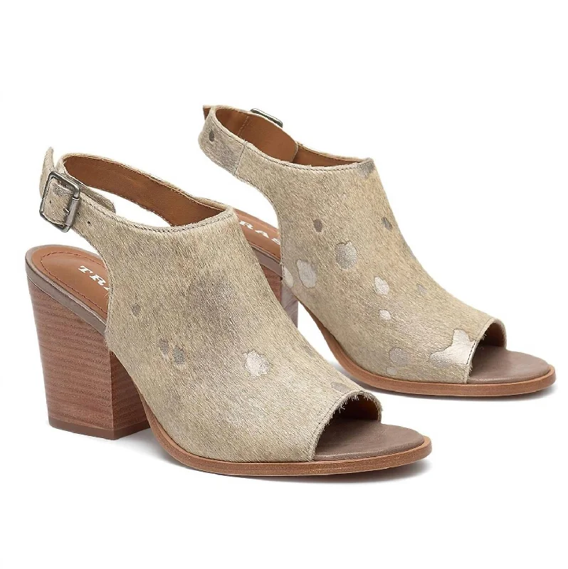 Huge Discounts Parker Heeled Sandal In Bone Matallic Haircalf