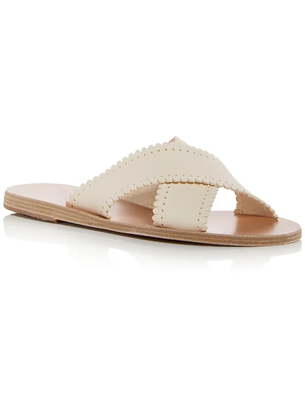 Time-Limited Offer Philourgos Womens Leather Crisscross Slide Sandals