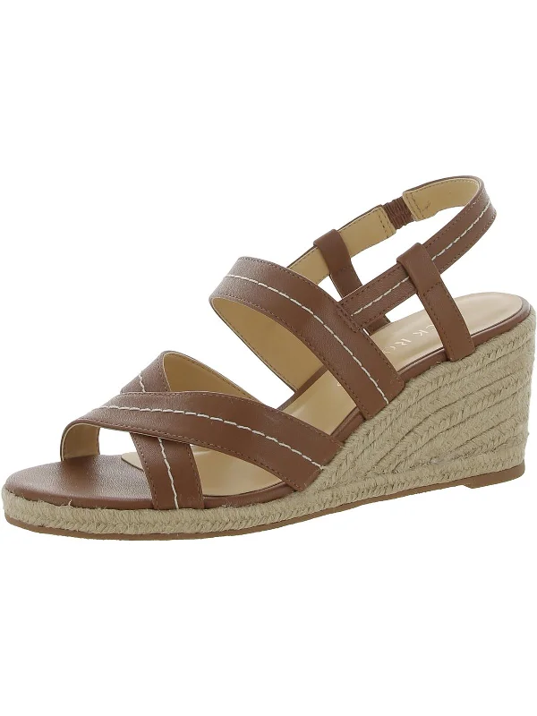 Weekend Flash Sale Polly Mid Womens Faux Leather Slingback Wedge Sandals