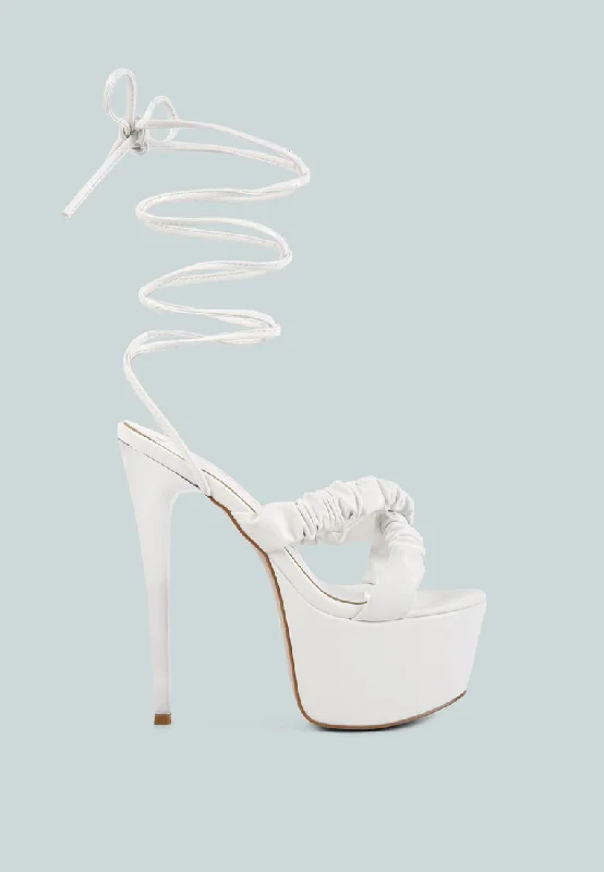 Super Sale pop era ruched straps tie up sandals