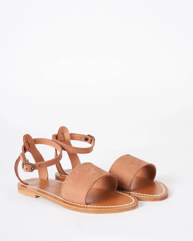 Special Discount Promethee Single Band Ankle Strap Sandal In Nubuk Luggage