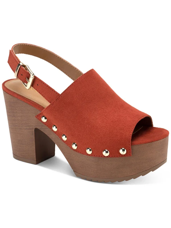 Can't Resist Rayaell Womens Faux Suede Studded Platform Sandals