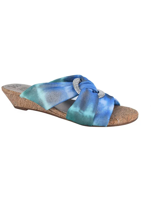 Daily Deals Rexine Womens Knot-Front Memory Foam Wedge Sandals