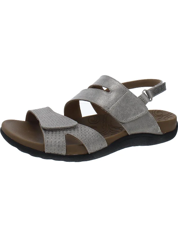 Price Smash Ridge Womens Faux Leather Metallic Slingback Sandals