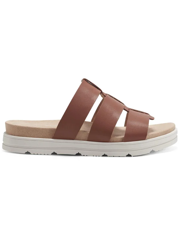 Final Offer Salana  Womens Faux Leather Slip On Strappy Sandals