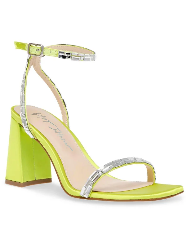 Massive Deals Scott Womens Satin Embellished Block Heel