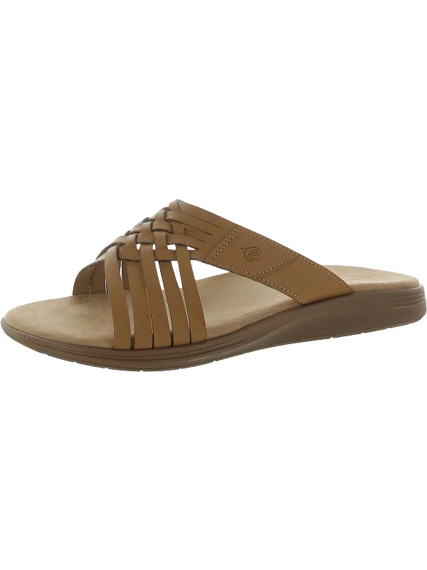Limited Stock Seeley Womens Faux Leather Woven Slide Sandals