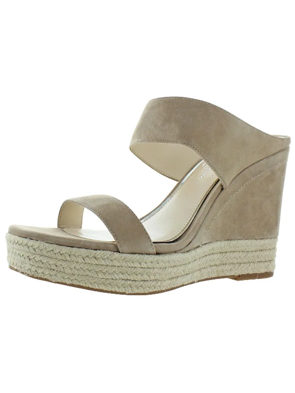 Weekend Savings Bonanza Siera Womens Mixed Media Open Toe Wedge Sandals