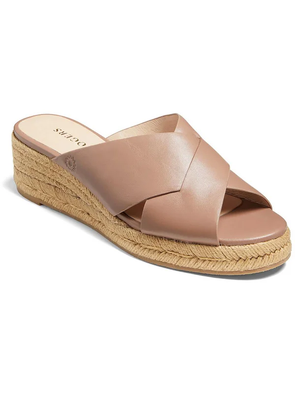 Price Blitz Slotted Sloan Womens Leather Slip-On Wedge Sandals