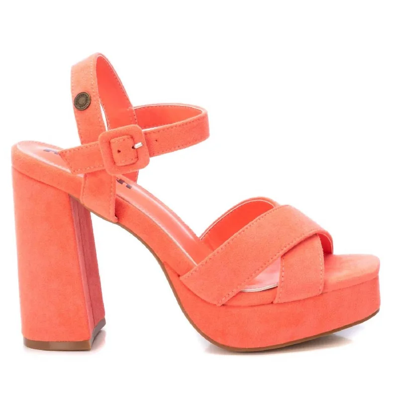 Pay Less Suede Dressy Sandals In Coral