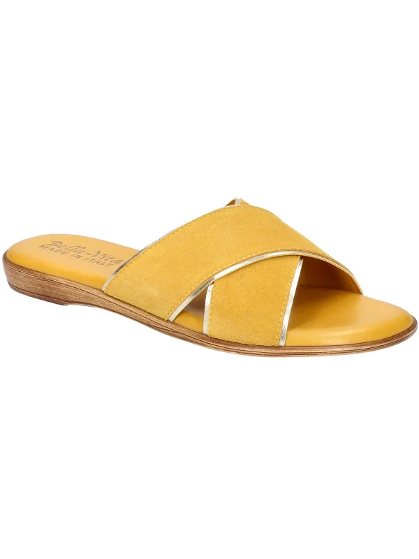 Super Bargain Tab-Italy Womens Leather Open Toe Slide Sandals