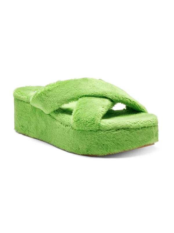 Weekend Deals You Can't Resist Talulla Womens Faux Fur Slides Flatform Sandals