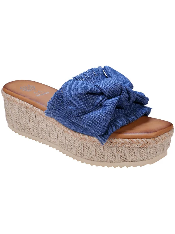 Super Deal Trina Womens Frayed Hem Platform Sandals