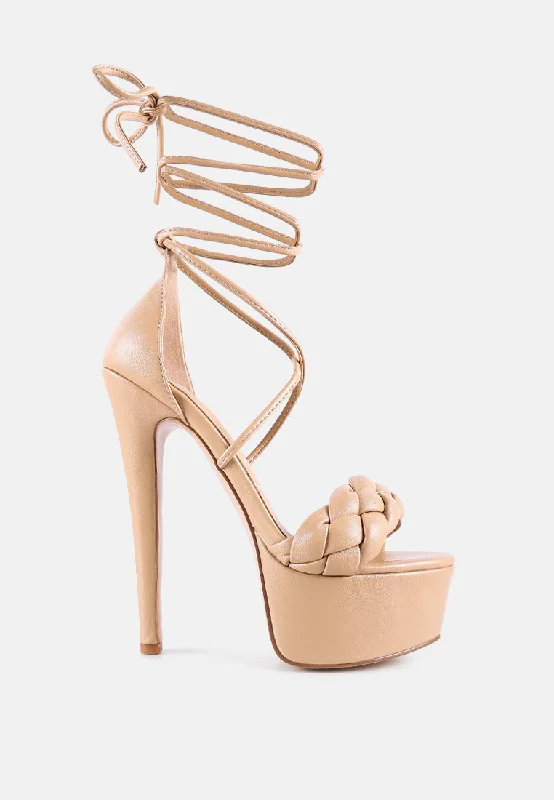 Limited Availability twerk tie-up braided high platform sandals