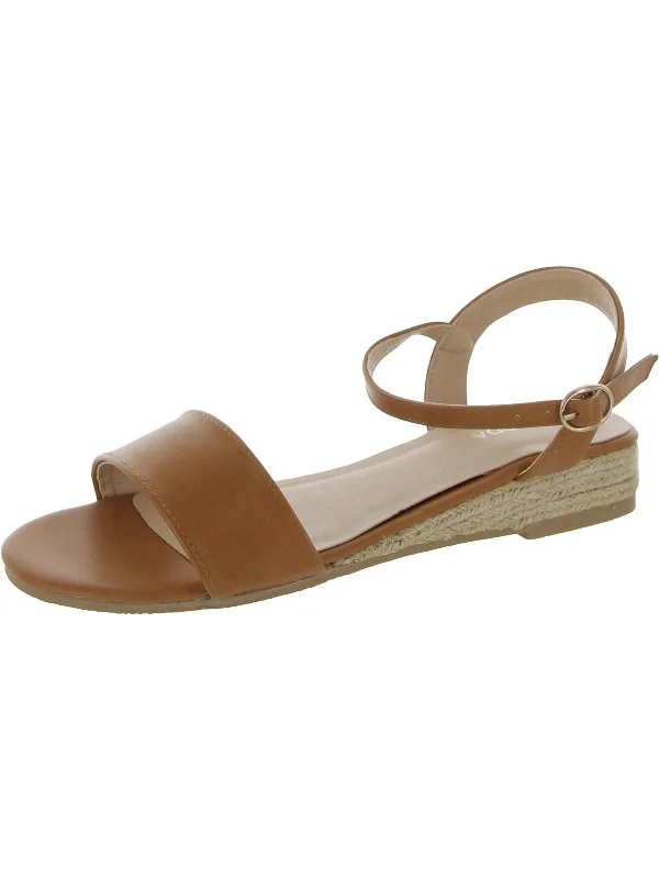 Crazy Deal Ulana Womens Faux Leather Ankle Strap Wedge Sandals