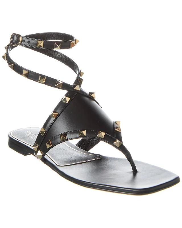Hurry! Special Deals Ending Soon Valentino Rockstud Leather Thong Sandal