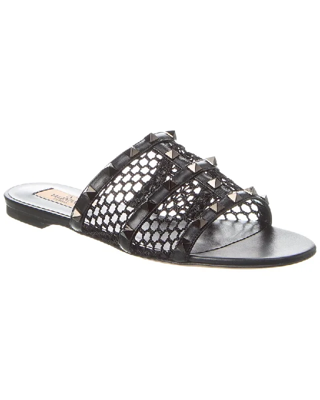 Time-Sensitive Valentino Rockstud Mesh & Leather Sandal