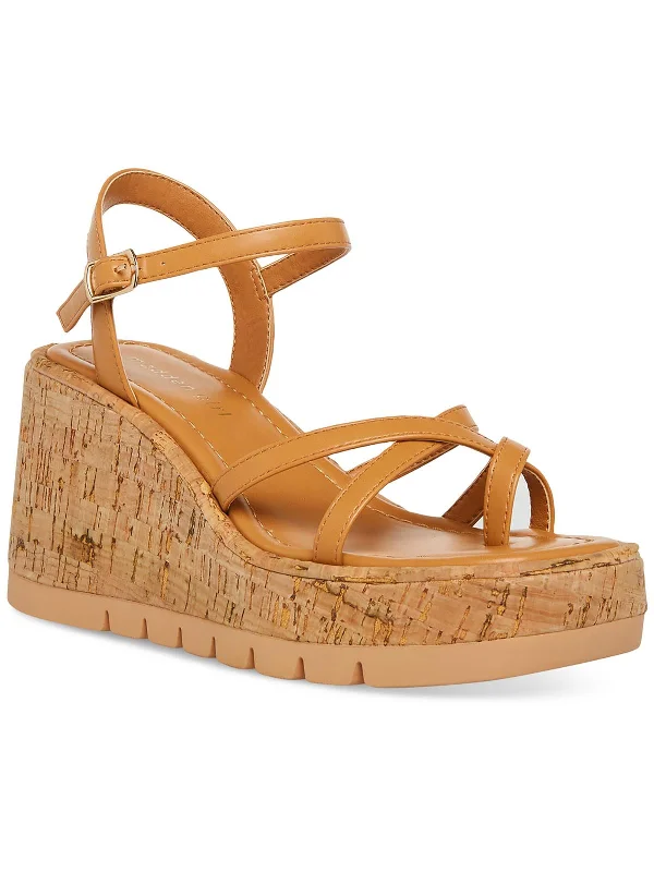Closeout Deal Vault-C Womens Faux Leather Dressy Wedge Sandals