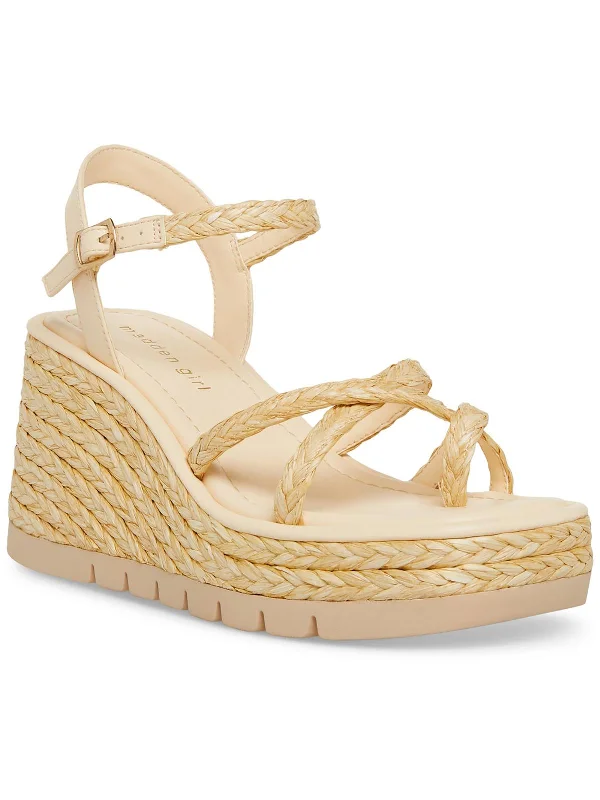 Price Drop Vault Womens Faux Leather Wedge Sandals