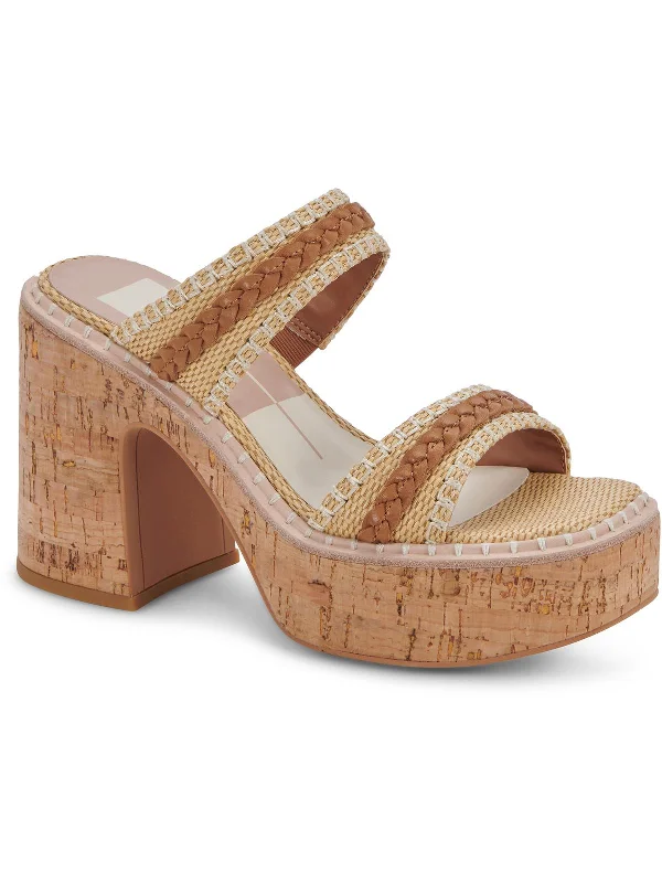 Markdown Sale WHIM Womens Leather Slip On Platform Sandals