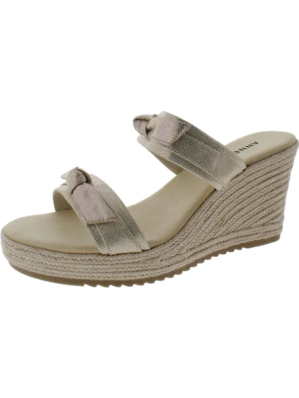 Shop Your Favorites Before They're Gone Whisper Womens Faux Leather Metallic Wedge Sandals