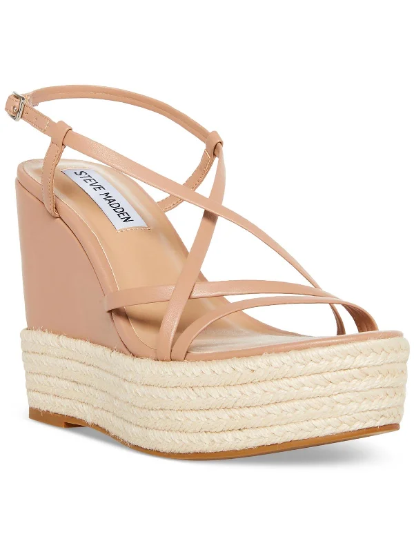 Weekend Special Whitlee Womens Faux Leather Wedge Platform Sandals