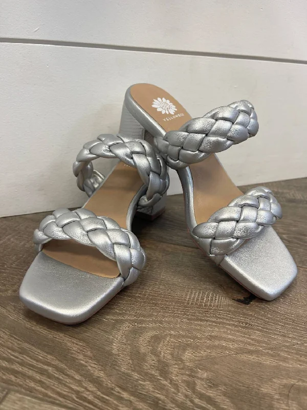 Stock Up On Your Favorites While It Lasts Womens Carlen Braided Heels Sandal In Silver