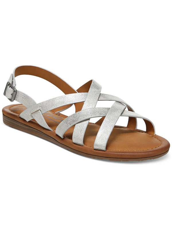 TIME-Limited Offer Womens Cushioned Footbed Faux Leather Strappy Sandals