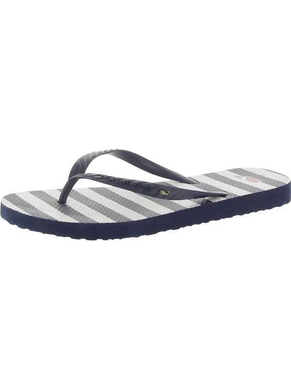 Weekend Bargains Await You Womens Cushioned Footbed Striped Flip-Flops