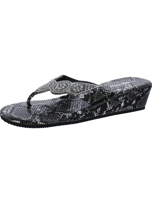 Act Fast Womens Embellished Thong Flip-Flops