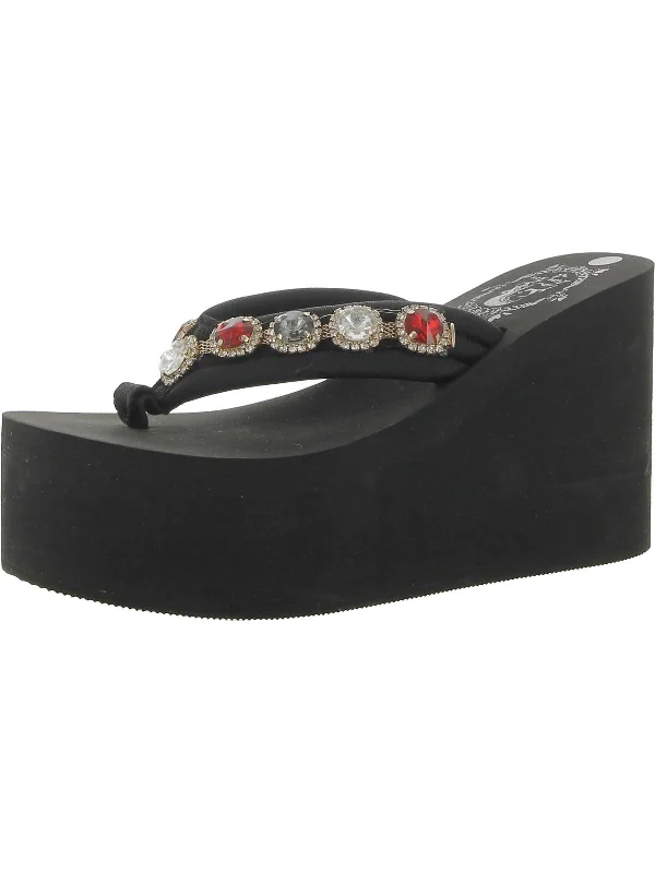 Best Seller Womens Embellished Thong Platform Sandals